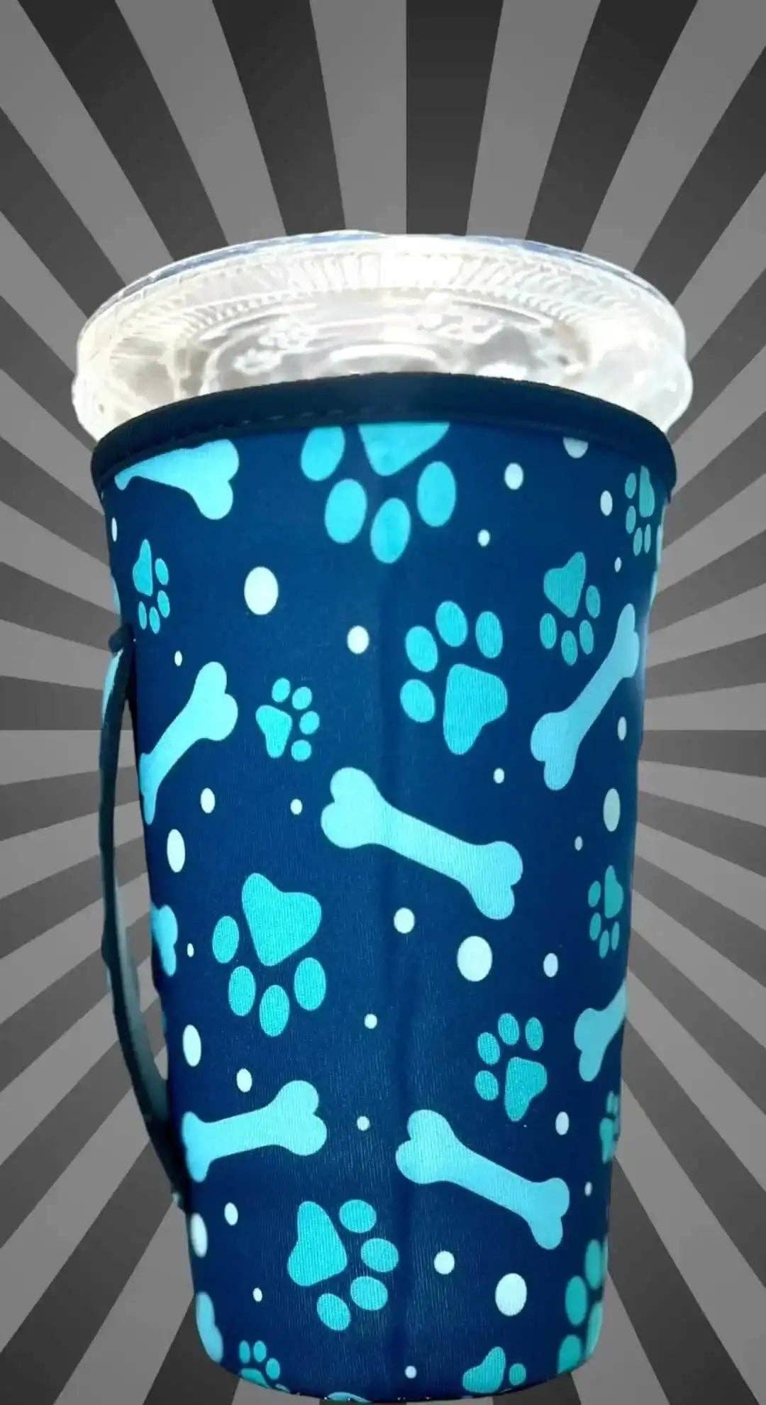 Sip Sleeves ~ Insulated Cup Sleeves and Drink Accessories - Wholesale Drink Huggers & Koozies - 20 OZ Blue Paw Print Insulated Cup Cover Sip Sleeve Fits 20-32 OZ Cups3