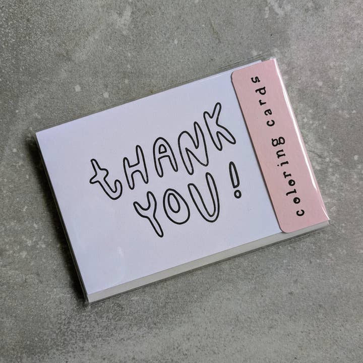 Dankeschön Letterpress-Malvorlagen – Set aus 4 | A1 DIY-Klappkarten auf Baumwollpapier für den Großhandel von Beau Paper Co.