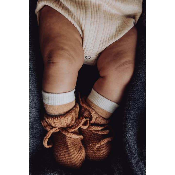 Finch & Fable - Wholesale Booties - Baby - Wool Knitted Baby Booties - Fawn2