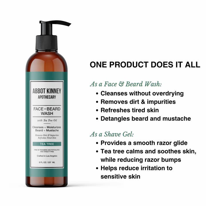 Abbot Kinney Apothecary – wholesale Facial cleanser – Abbot Kinney Apothecary Face + Beard Wash with Tea Tree Oil1