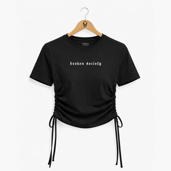 Broken Society Ruched Tie Crop T-Shirt for wholesale by Broken Society
