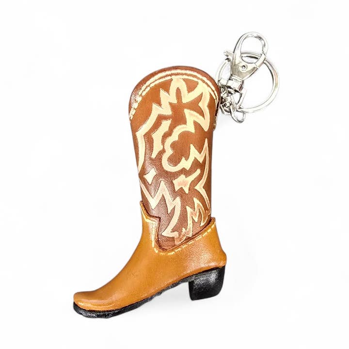 leather cowboy boots key chain bag charm for wholesale by Sunflower Handmade leather inc