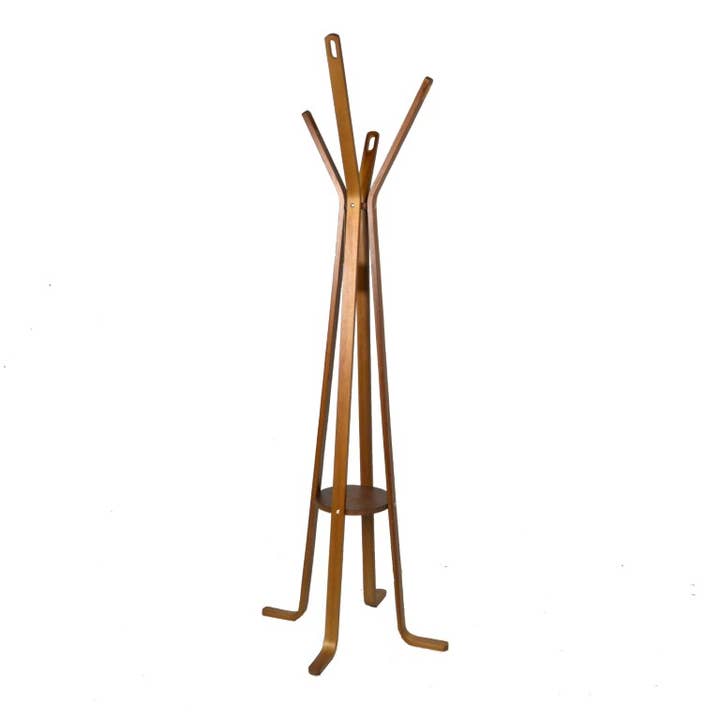 Vacchetti - Wholesale Coat Rack - Walnut Wood Coat Stand with 4 Arms CM50h180