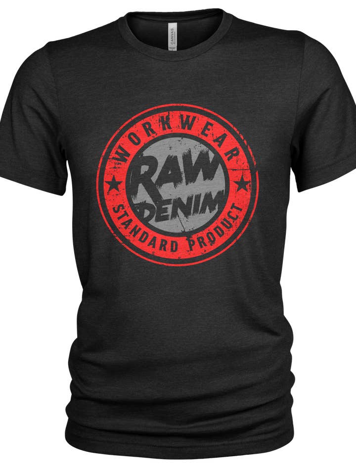 Raw Denim Workwear Black Organic Cotton T Shirt for Men for wholesale by Union Made Raw Denim