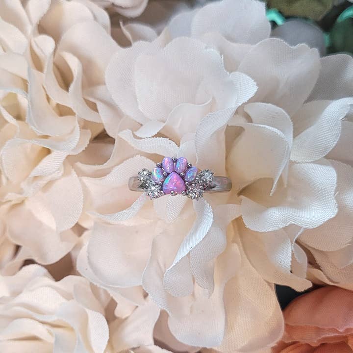 Midnight Springs - Wholesale Multi-Stone Ring - Cat Paw Opal and Cubic Zirconia Adjustable Plated Rings2