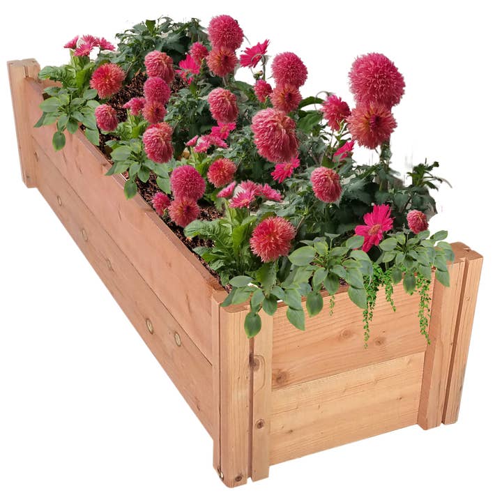 GrowGardens – suporte para vasos de plantas por atacado – GrowGardens 1' x 4' em Redwood Cama Jardim1