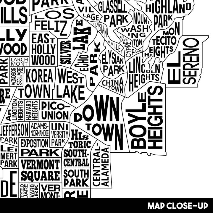 Damon D Chan – Großhandel Karten – Typografischer Kartendruck der kalifornischen Nachbarschaft1