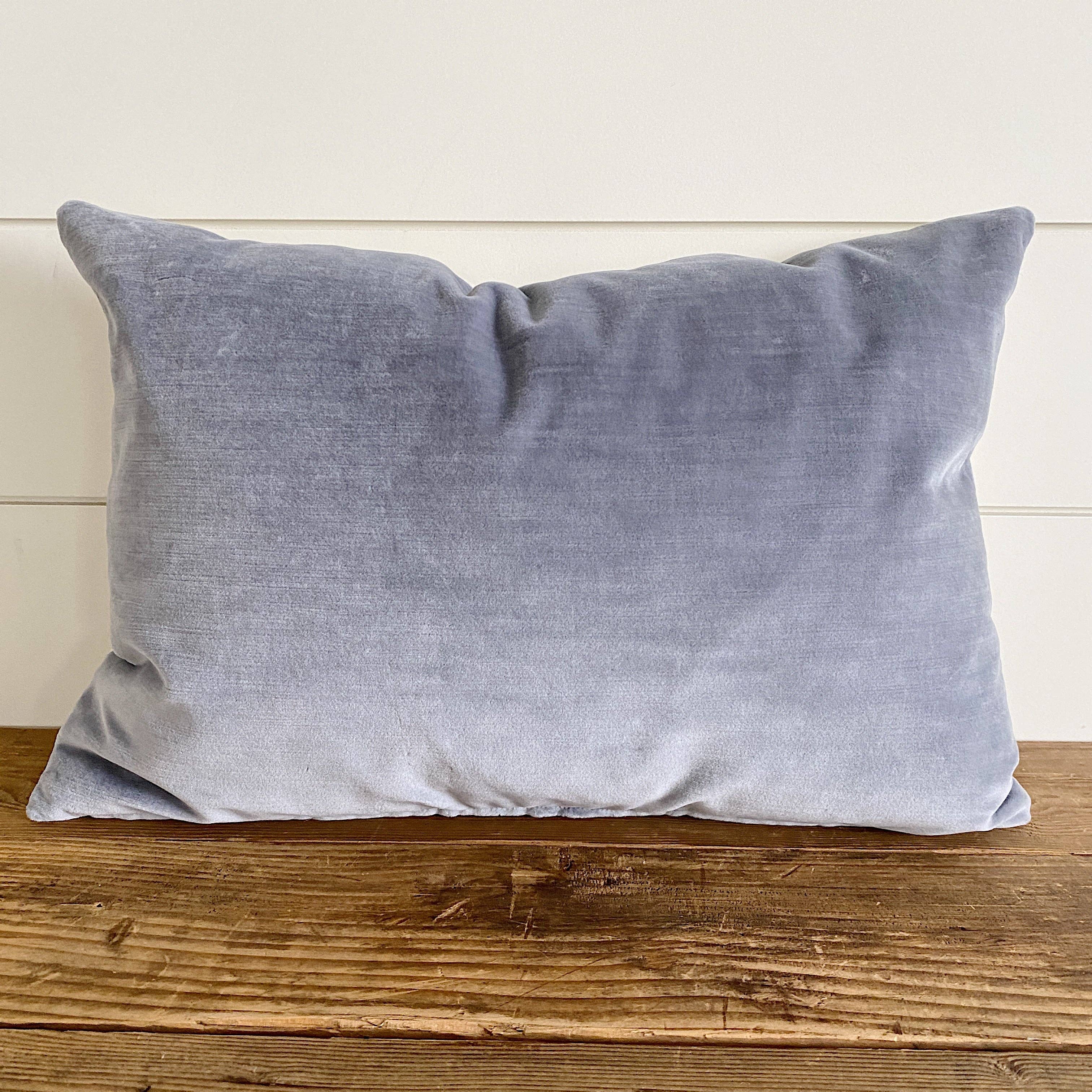 Linen & Ivory - Wholesale Throw Pillow Cover - HAYDEN || Velvet Striped Pillow Cover // Misty Blue5