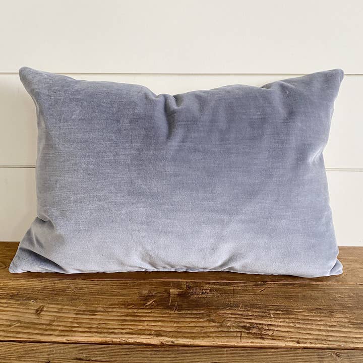 Linen & Ivory - Wholesale Throw Pillow Cover - HAYDEN || Velvet Striped Pillow Cover // Misty Blue5