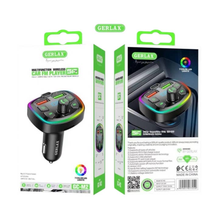 Gerlax Bluetooth FM Transmitter With PD Function GCM2 for wholesale by Mighty Wireless