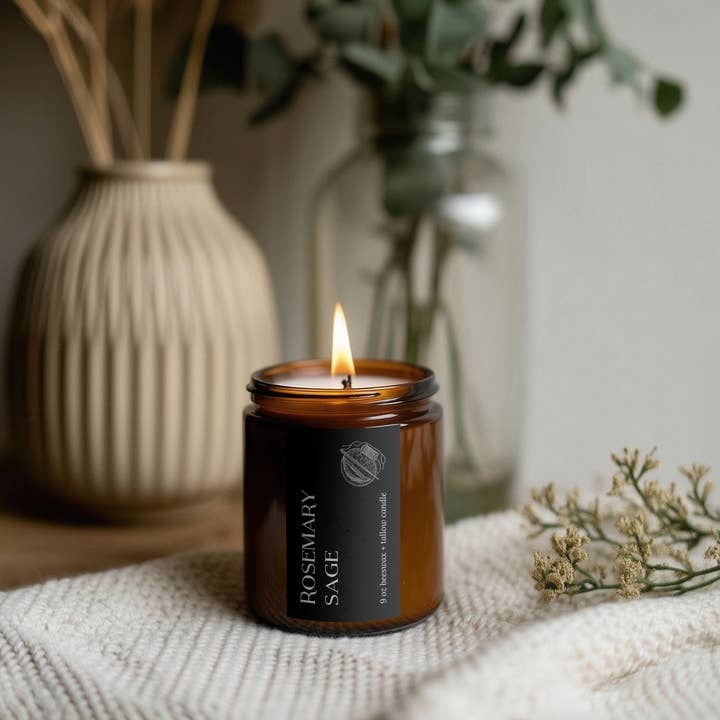 Rosemary Sage Candle — The Black Label Wellness Collection for wholesale by Thread & Crumb
