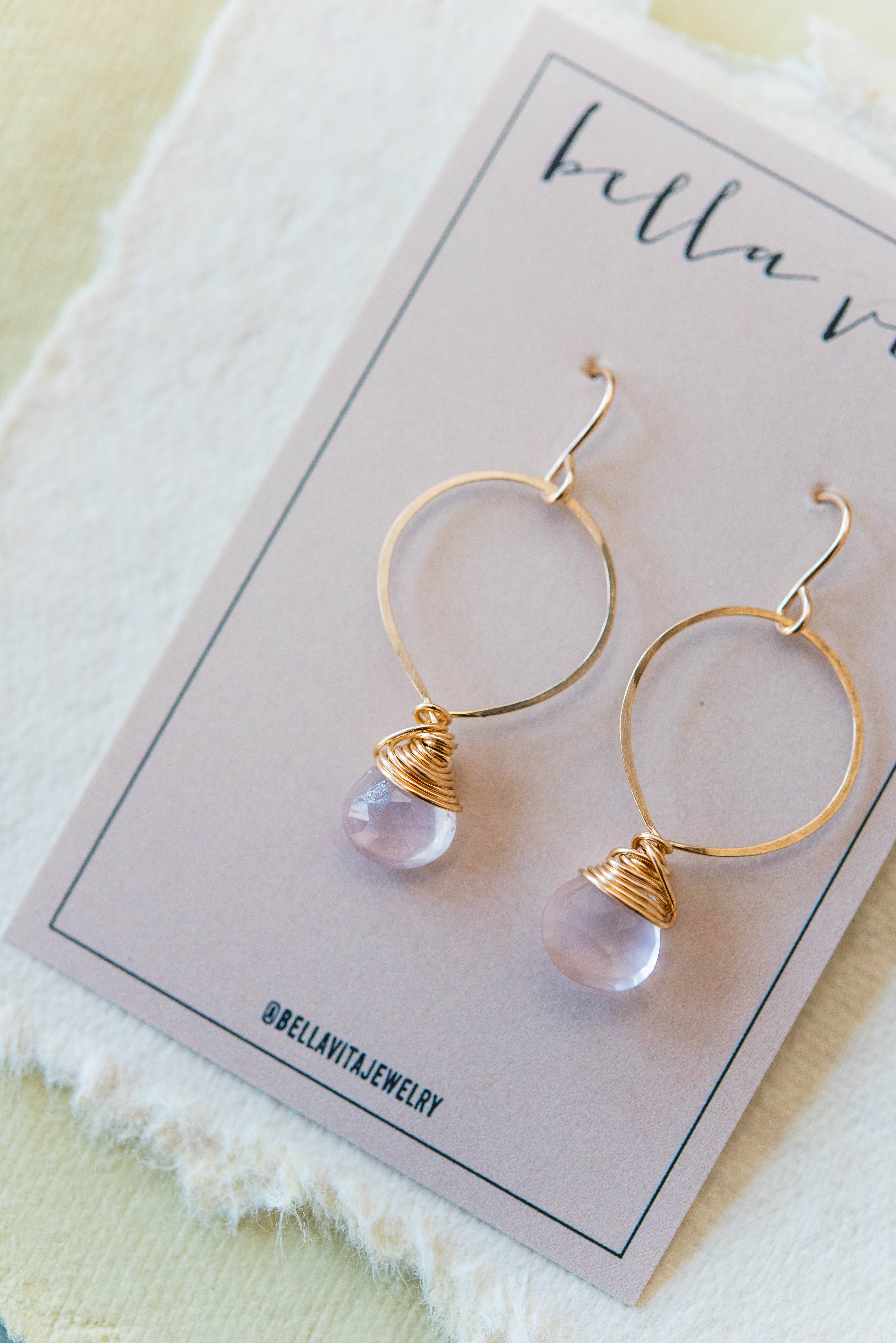 Bella Vita Jewelry - Wholesale Dangle Earrings - Pantone Earrings | Megan Hoop and Natural Stone Earrings30
