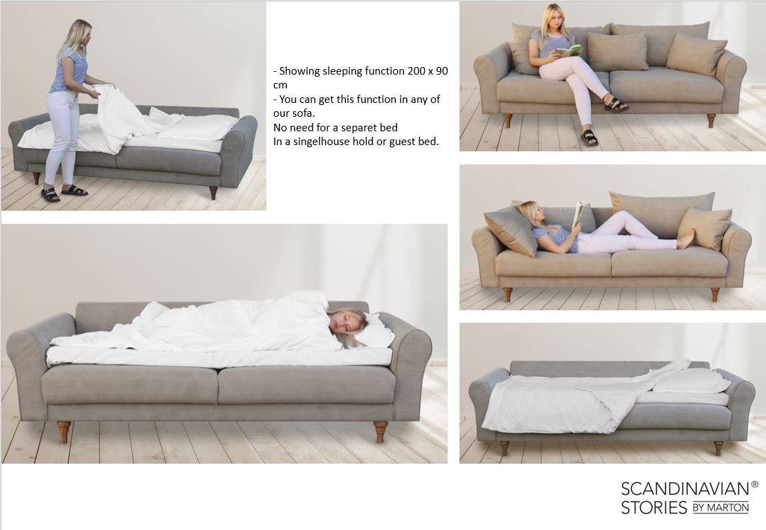 SCANDINAVIAN STORIES by MARTON – Engroshandel Sofa – Turku sofa/sovesofa til 4 personer i manchester, creme med aftagelige og vaskbare betræk1
