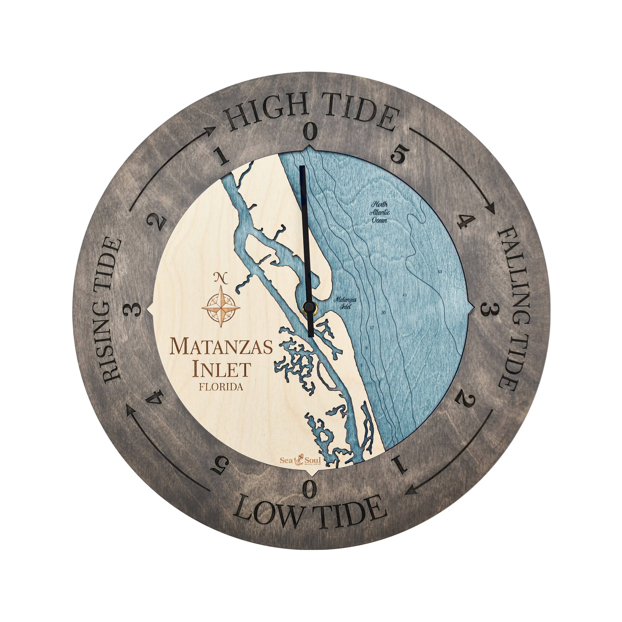 Sea & Soul Nautical Chart Art - Wholesale Wall Clock - Florida East Coast Nautical Chart Tide Clock-Many Locations115