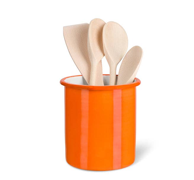 British Colour Standard North America - Wholesale Utensil Holder - BRITISH COLOUR STANDARD - Tall Enamel Utensil Holder in Orange Flame / Bright White1