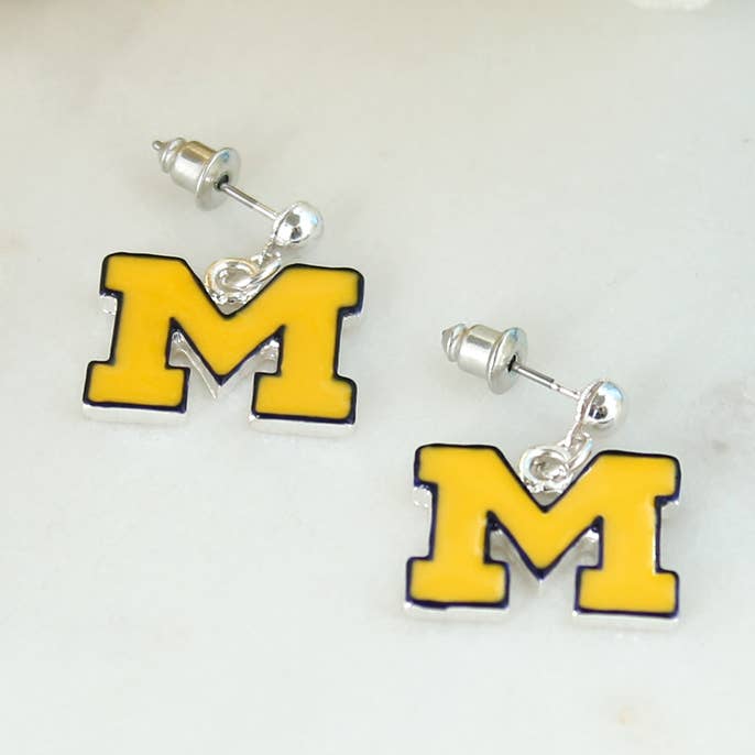 Michigan Enamel Logo Earrings for wholesale by Seasons Jewelry