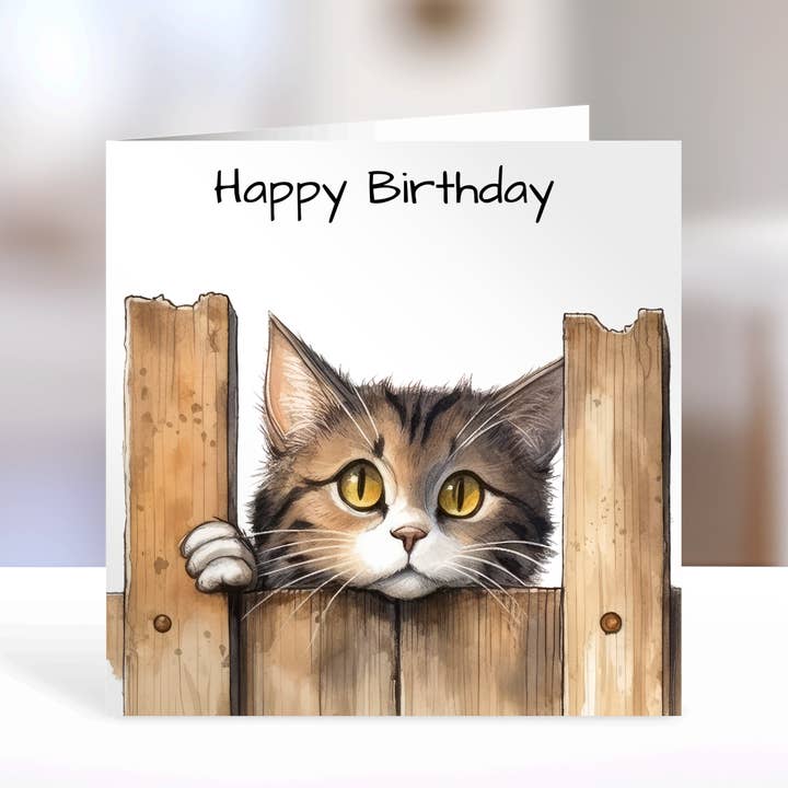 Happy Birthday Cat Card for wholesale by Florence Designs