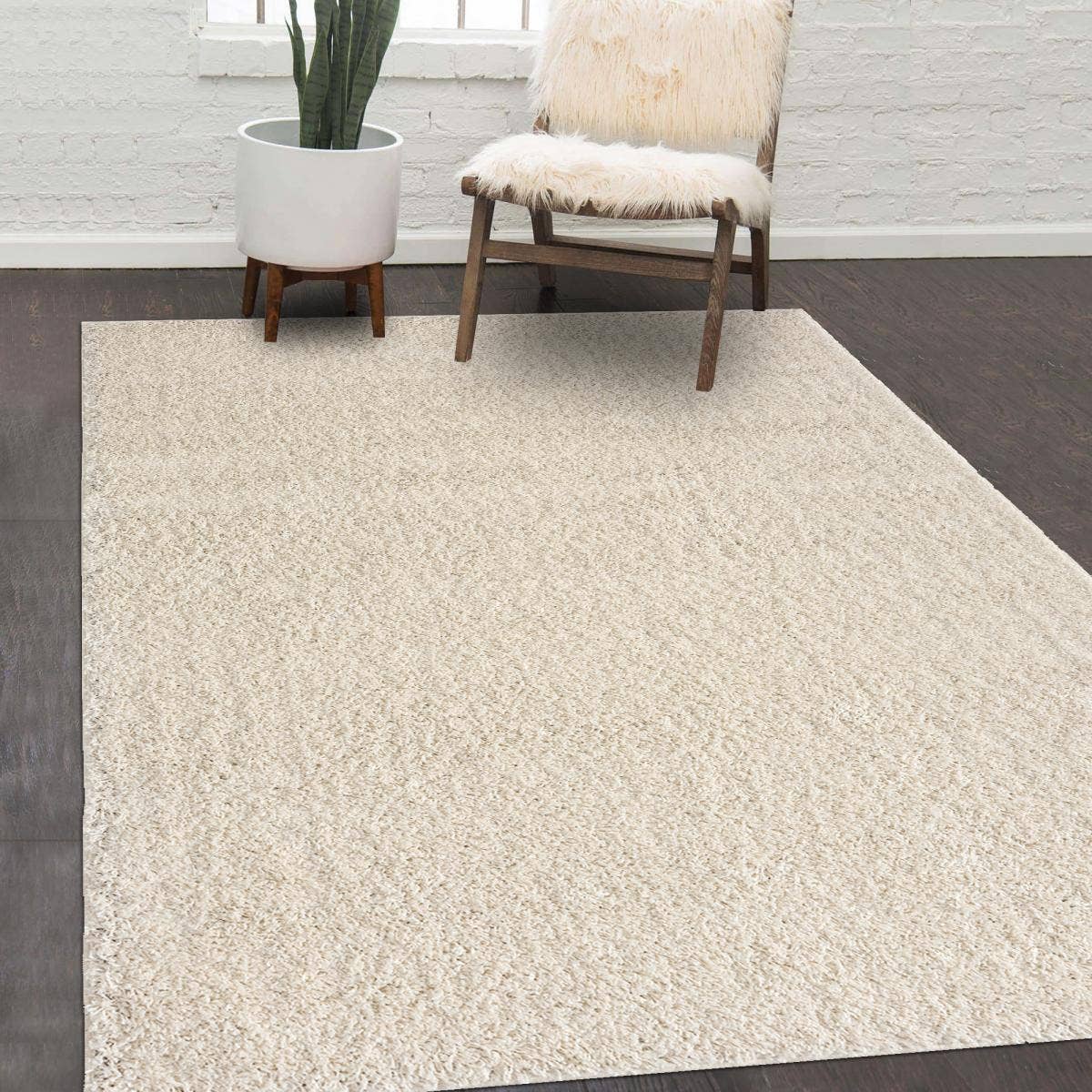 O&Ko – wholesale Rug pad – Unishag Cream Shaggy Rug 280X370Cm1