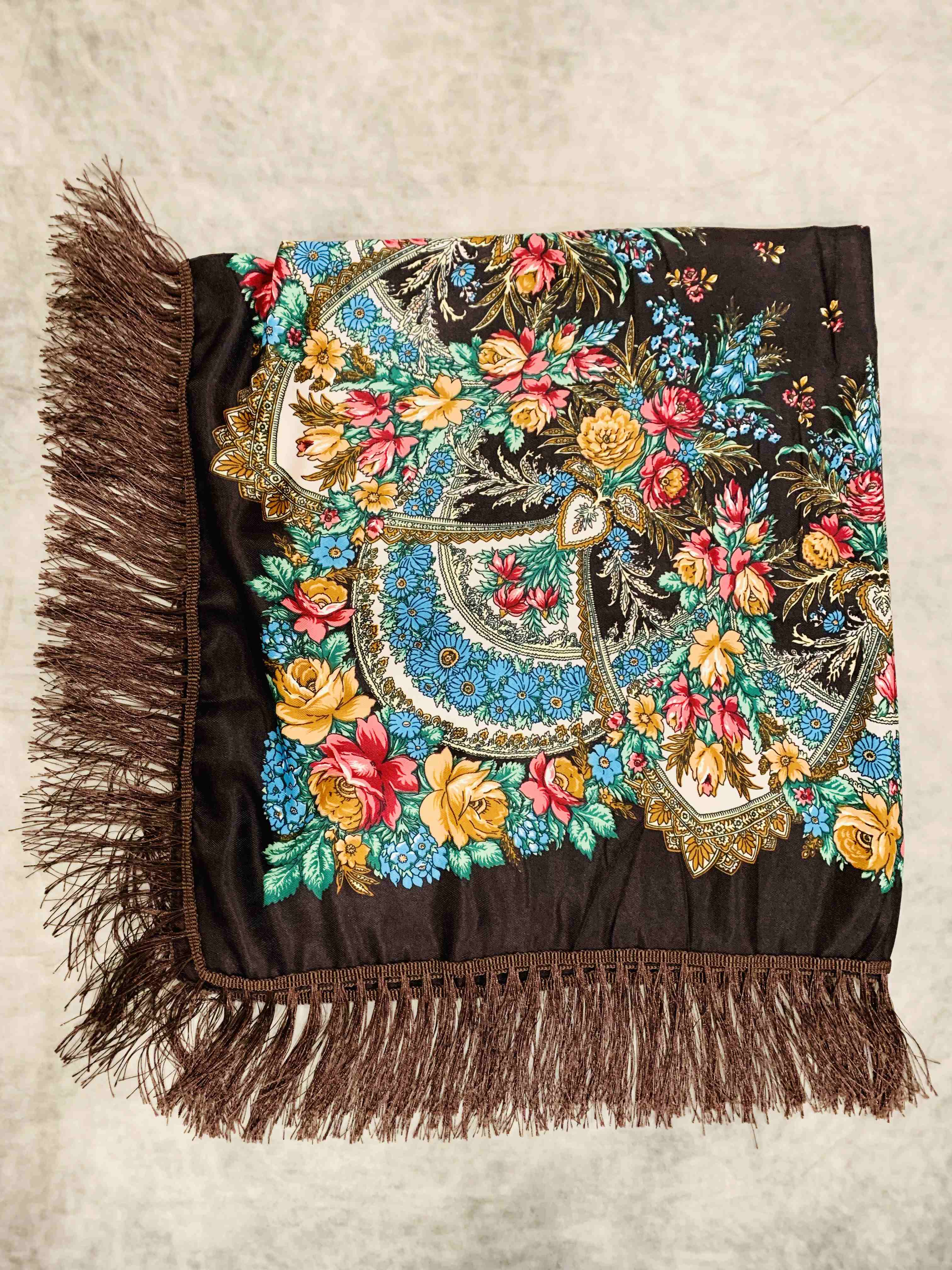 JC Sunny Fashion - Wholesale Scarf - Women's - JC023321 Western Vibe Long Fringe Floral Square Scarf/Shawl10