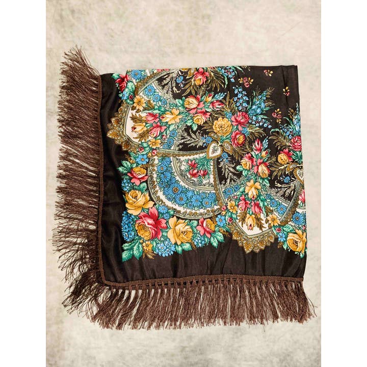 JC Sunny Fashion - Wholesale Scarf - Women's - JC023321 Western Vibe Long Fringe Floral Square Scarf/Shawl10