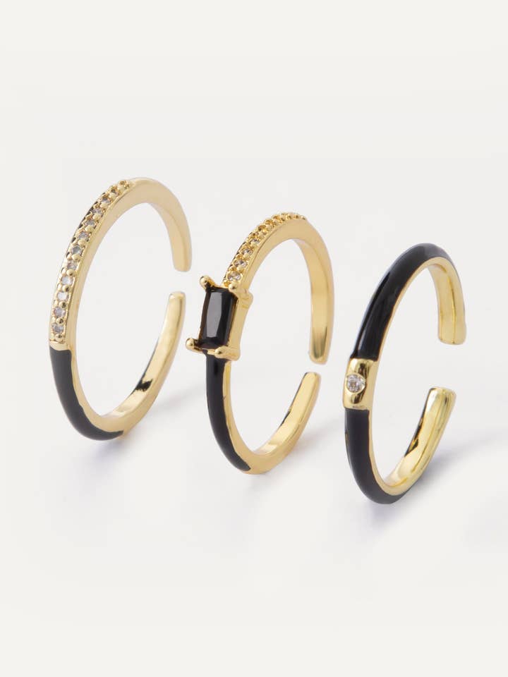 Set di anelli Fiona - Onyx per la vendita all'ingrosso da parte di Melania Clara