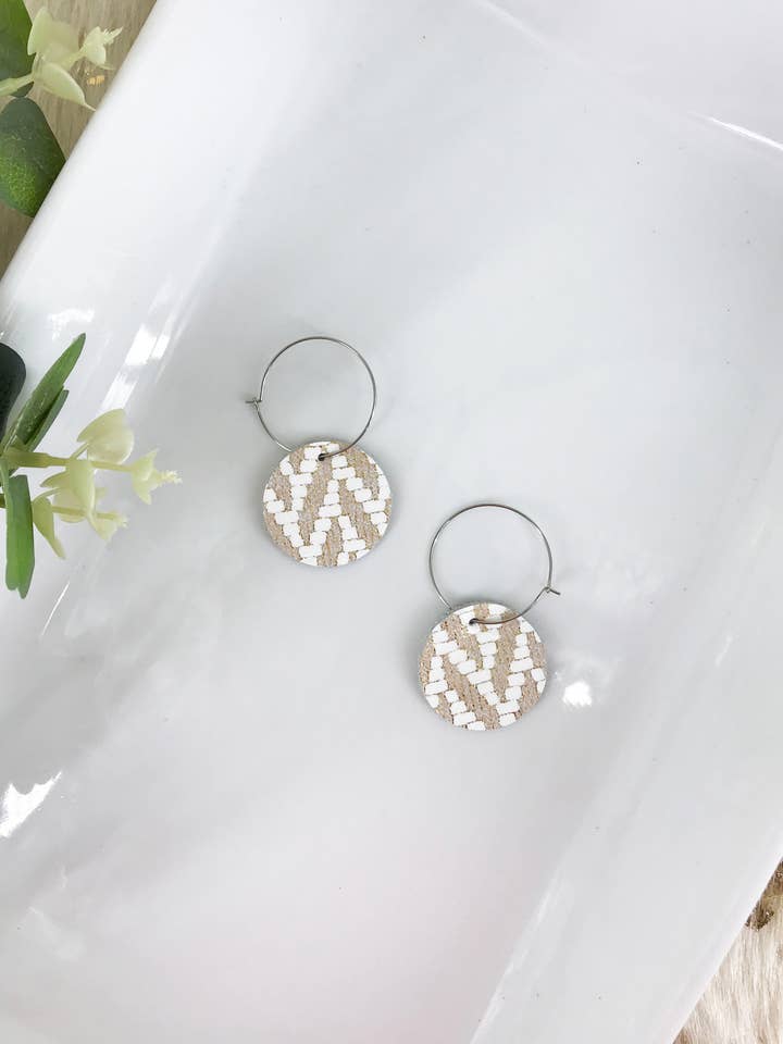 Genuine Leather Hoop Earrings - E19-699 for wholesale by Magnolia & Peach Jewelry Boutique, LLC