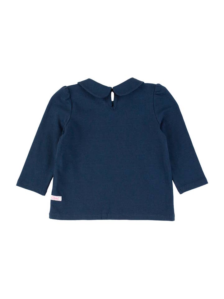 Girls Dark Navy Peter Pan Collar Long Sleeve Top for wholesale on Faire