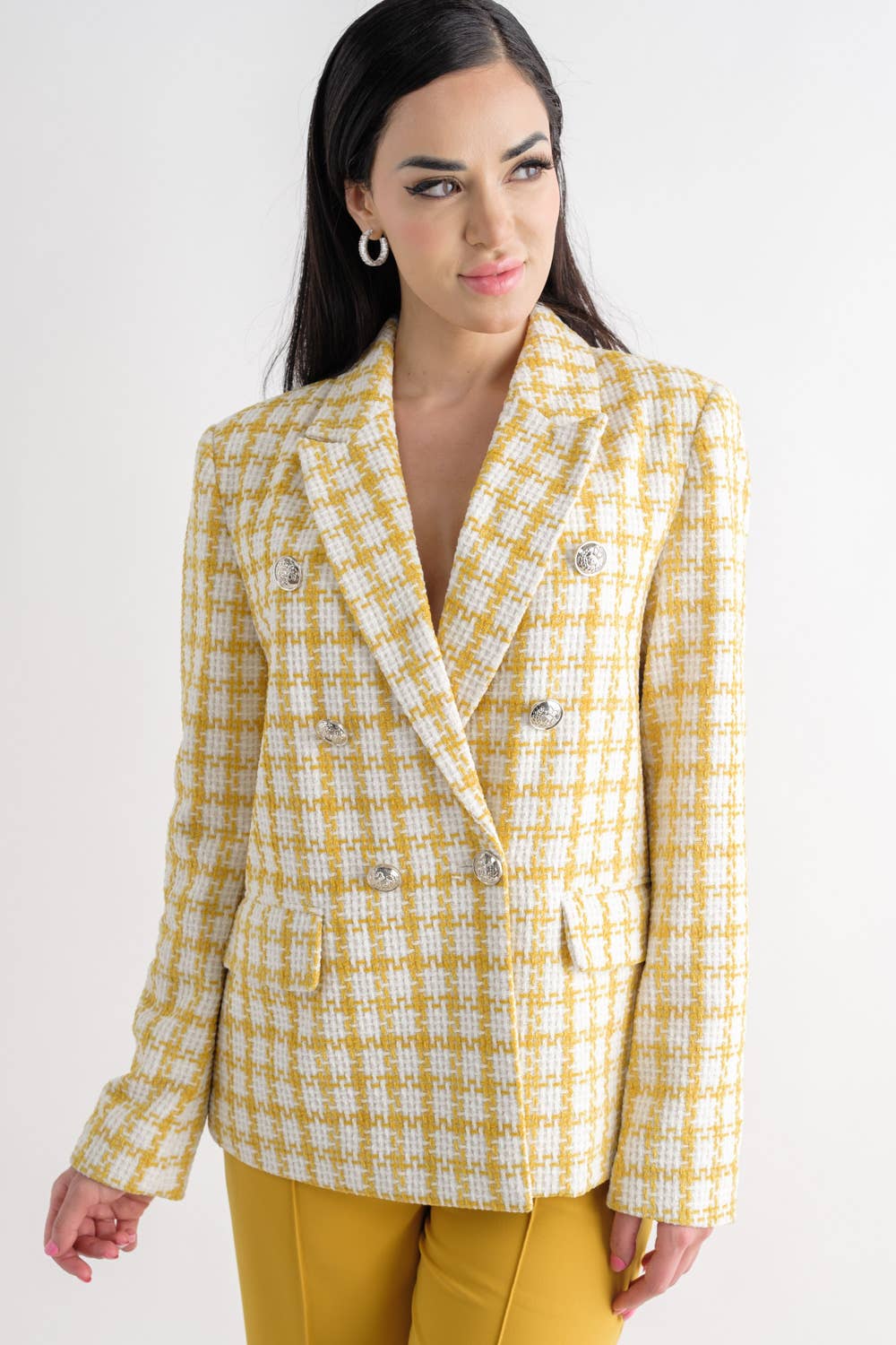Tea & Cup - Wholesale Blazer - Women's - TCH8079-Tweed double-breasted blazer8