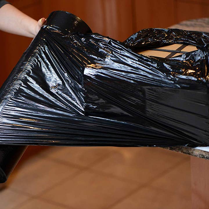 EcoQuality - Wholesale Craft Supplies - Black Stretch Film Wrap 80 Gauge Thick 18" x 1500 Ft - Durab3