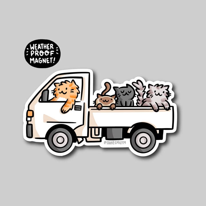 Kei Truck Cats Magnet for wholesale by Shop Emily M