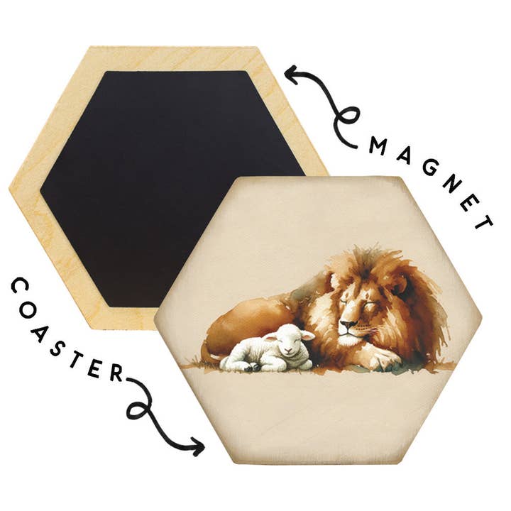 Lion Lamb Art - Honeycomb Coasters for wholesale by Sincere Surroundings