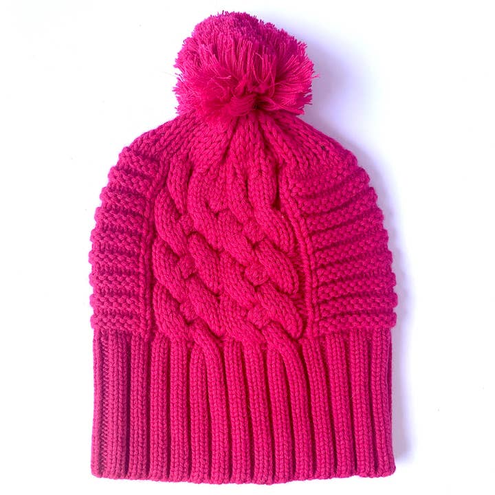 UP for ANYTHING Jumbo Cable & Fancy Rib Beanie aus 100% reiner Merinowolle mit abnehmbarem Pompon aus Merinowolle, Lippy für den Großhandel von love Kate