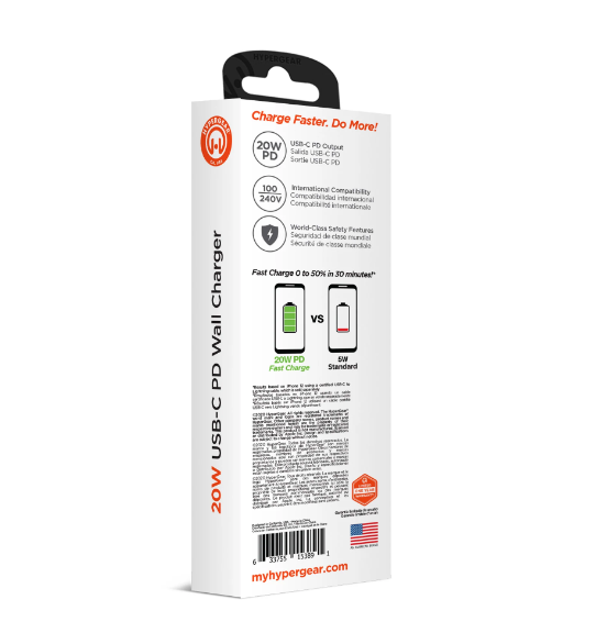 JupiterGear Home - Vente Chargeurs portables - Chargeur secteur HyperGear USB-C DP 20 W2