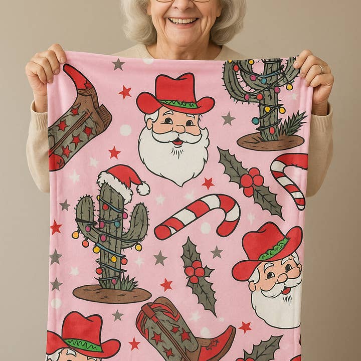 The Bling Barn - Wholesale Throw Blanket - Western Christmas Lap Blanket – Cozy Cowgirl Holiday Throw Collection2