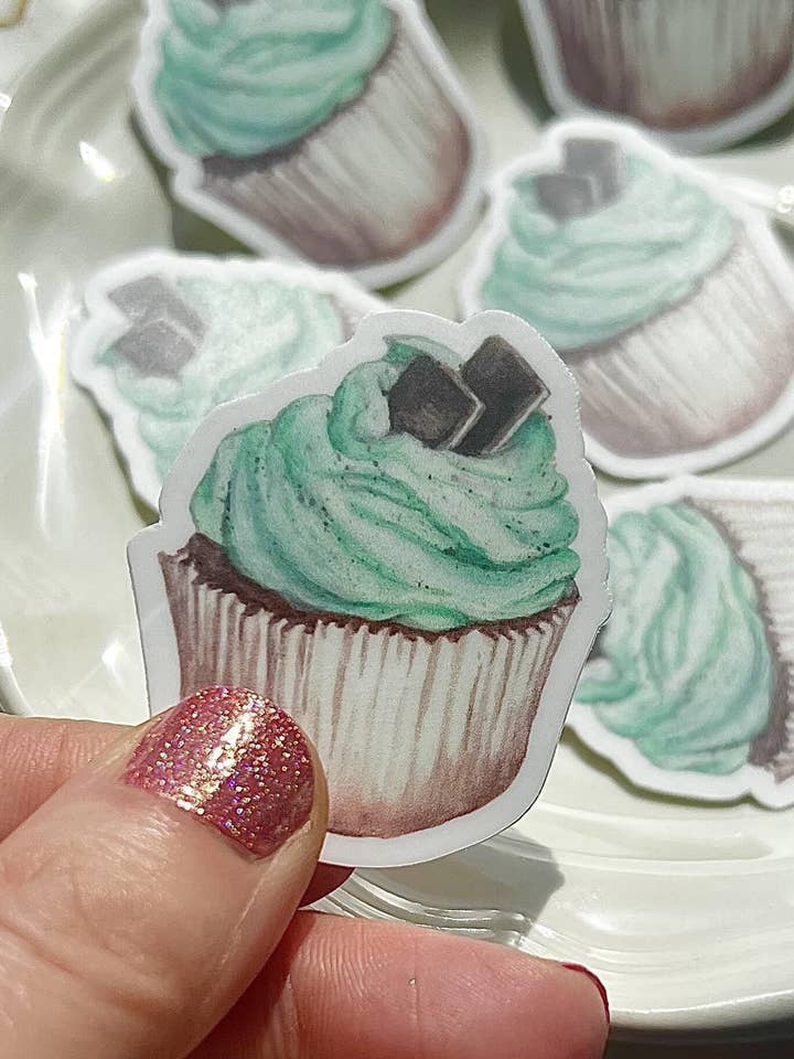 Chocolate Cupcake Sticker for wholesale by Emilia Rose Artwork LLC