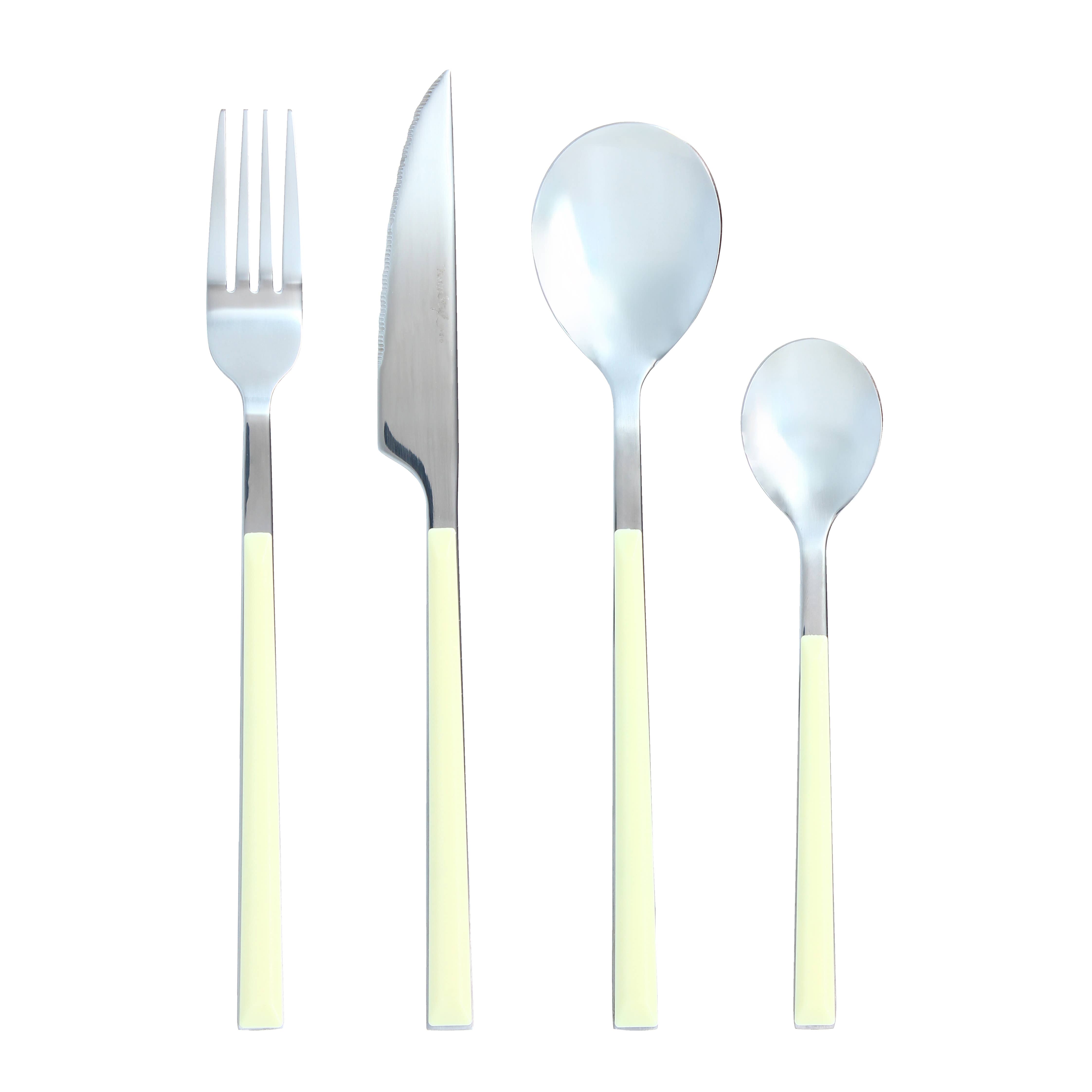 Novastyl - Wholesale Assorted Cutlery Set - Colorama 24 Piece Cream Stainless Steel Cutlery Set1