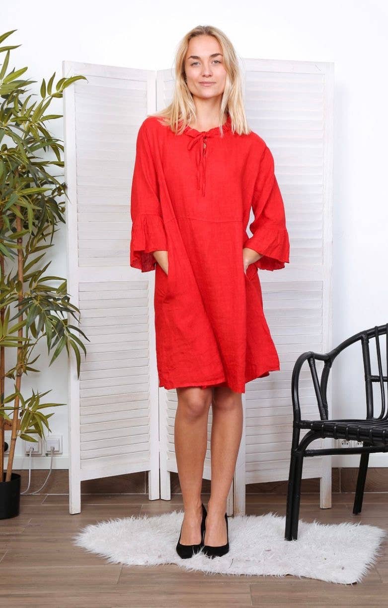 LÉA & LUC - Wholesale Dress - Women's - Short dress in 100% linen REF.13443