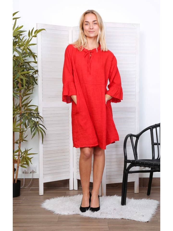 LÉA & LUC - Wholesale Dress - Women's - Short dress in 100% linen REF.13443