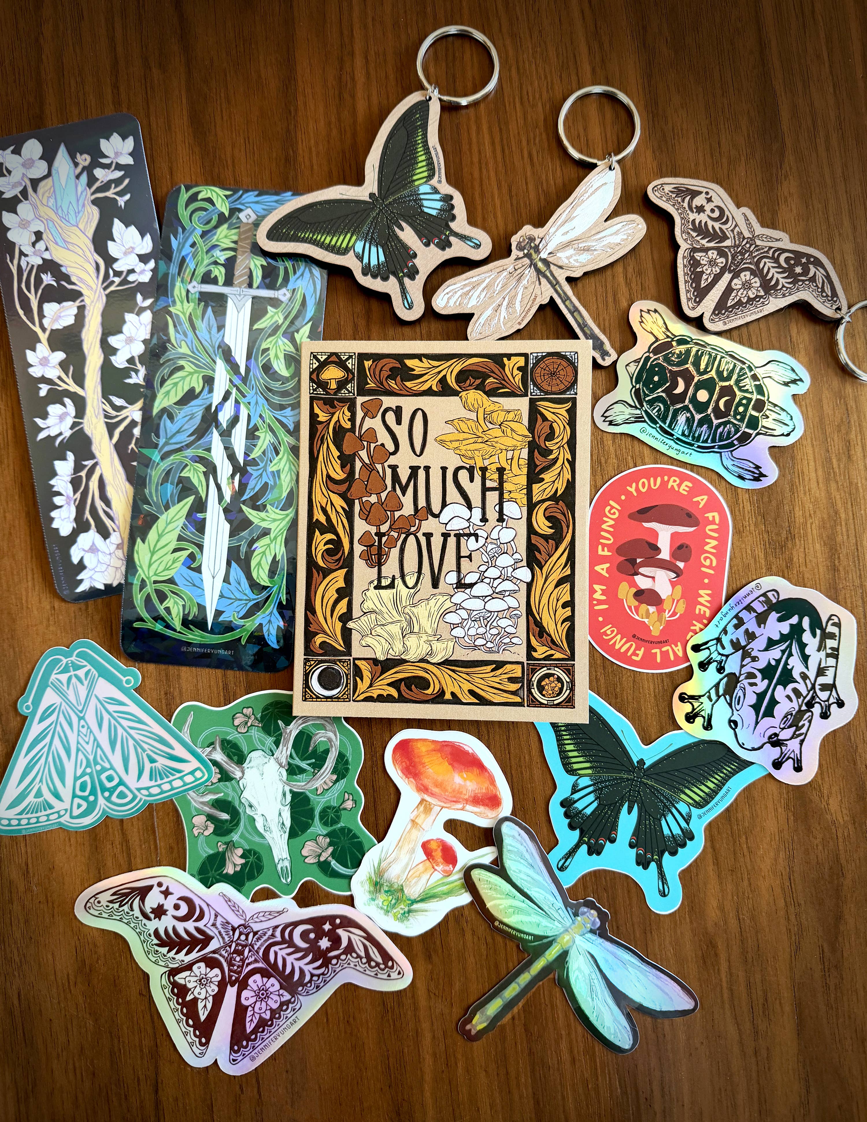 Jennifer Yung Art - Wholesale Bookmark - Fantasy Mystical Sword Wand Botanical Holographic Bookmark 5