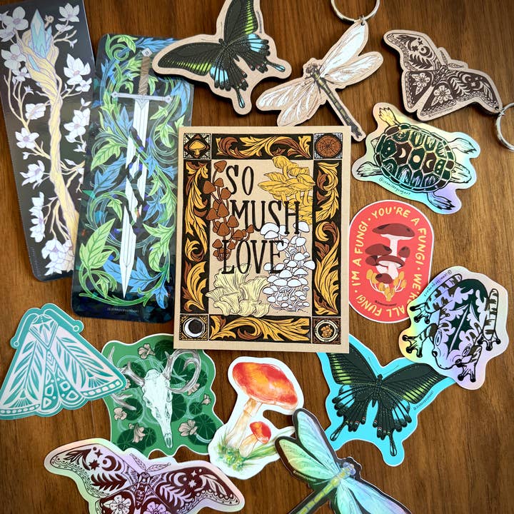 Jennifer Yung Art - Wholesale Bookmark - Fantasy Mystical Sword Wand Botanical Holographic Bookmark 5