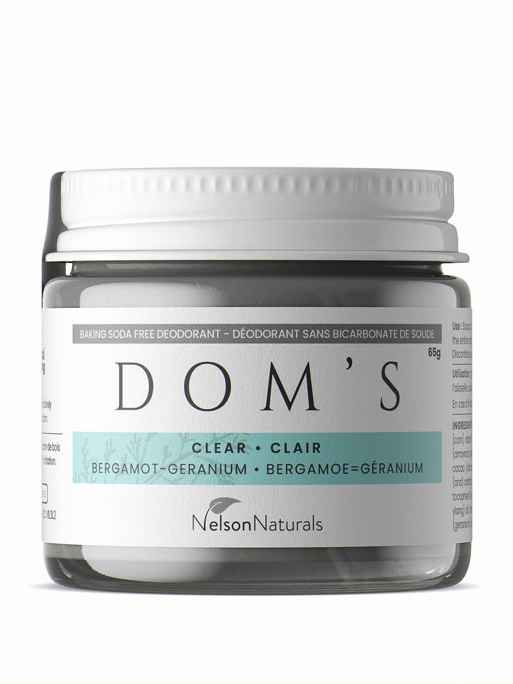 Clear: Bergamot/Geranium (baking soda free) for wholesale by Dom's Deodorant