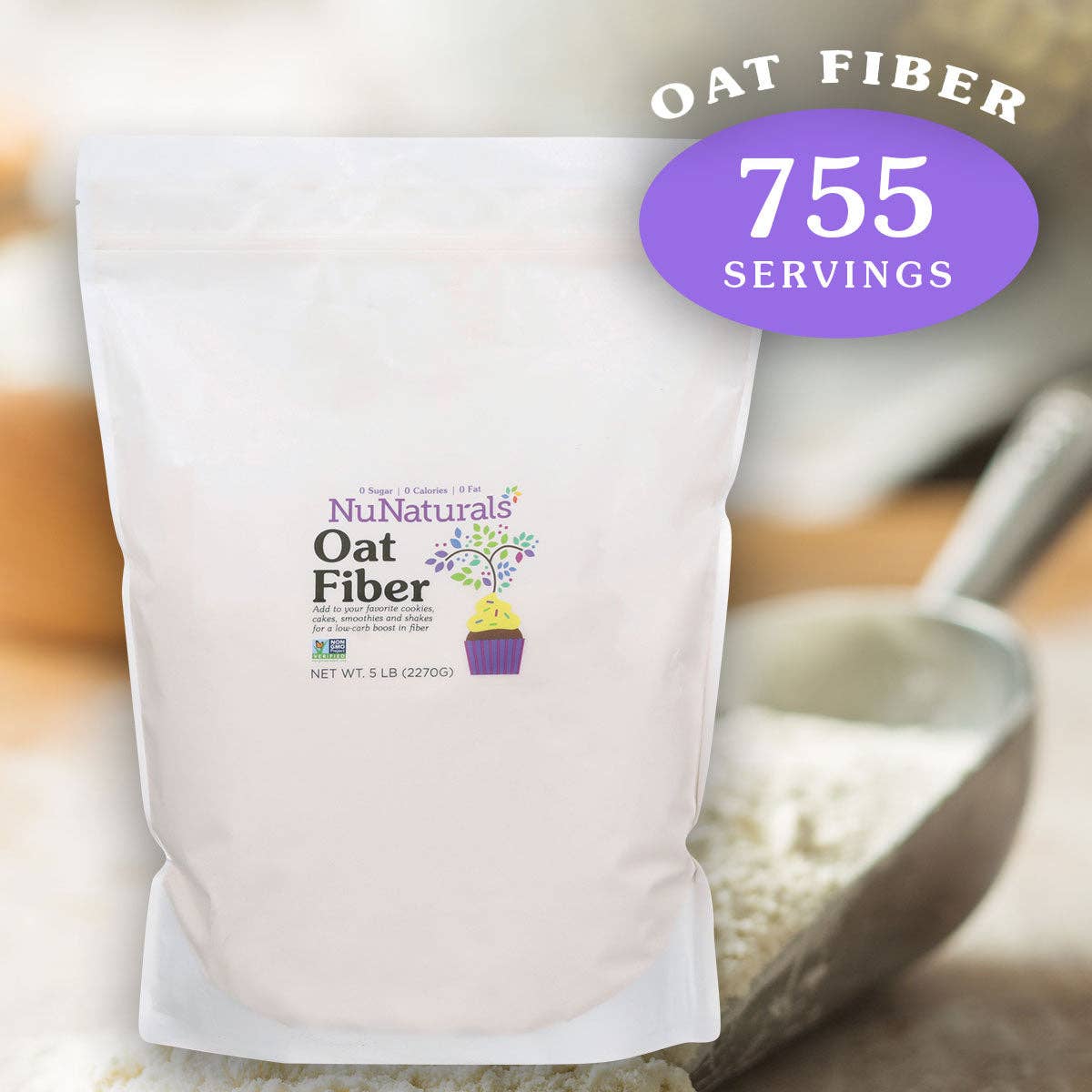 NuNaturals - Wholesale Gluten-Free Flour - Oat Fiber 1 lb (151 servings)5
