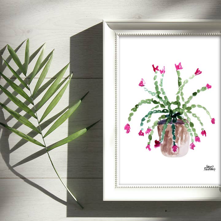 Watercolor Plant Print - Christmas Cactus for wholesale by Allison’s Illustrations