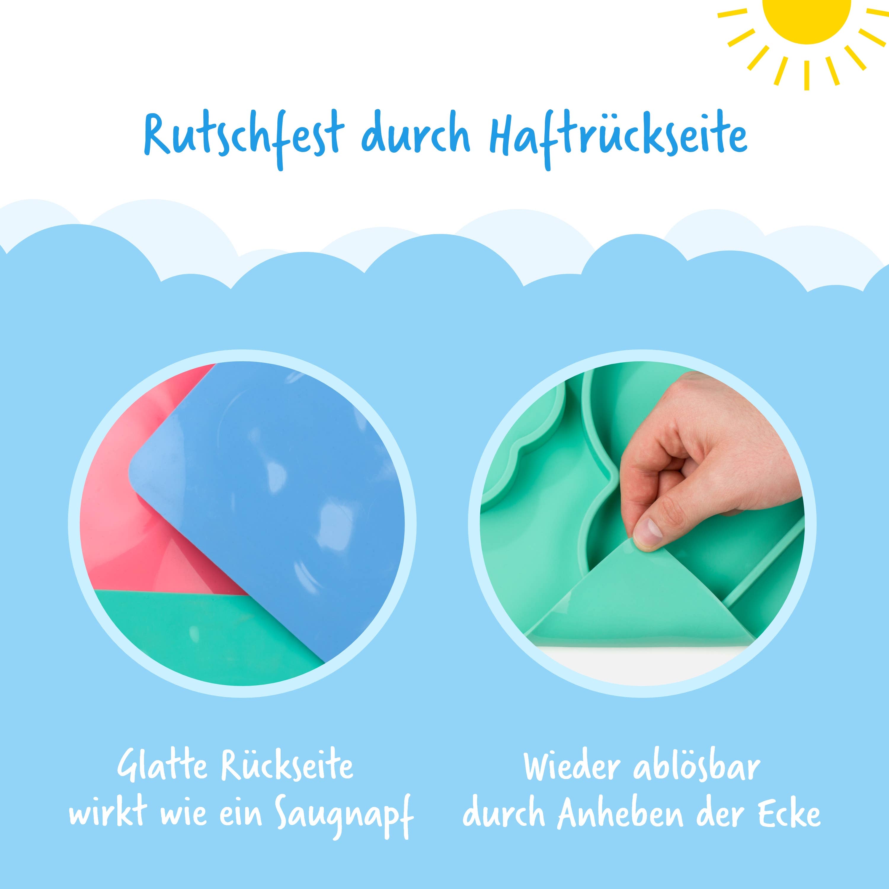 Backefix - Wholesale Dinner Plate - Kids & Baby - Silicone children's plate 40x30cm, blue1