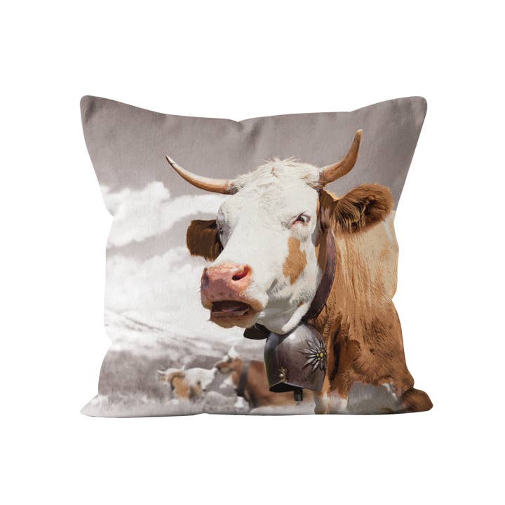 Square velvet cow cushion for wholesale by Coast and Valley