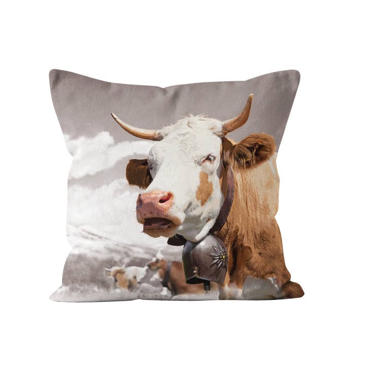 Square velvet cow cushion for wholesale by Coast and Valley