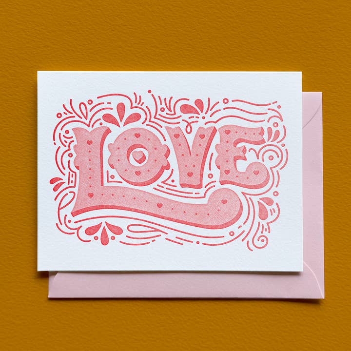 Amour de l'impression typographique pour la vente par Laughing Owl Press Co.