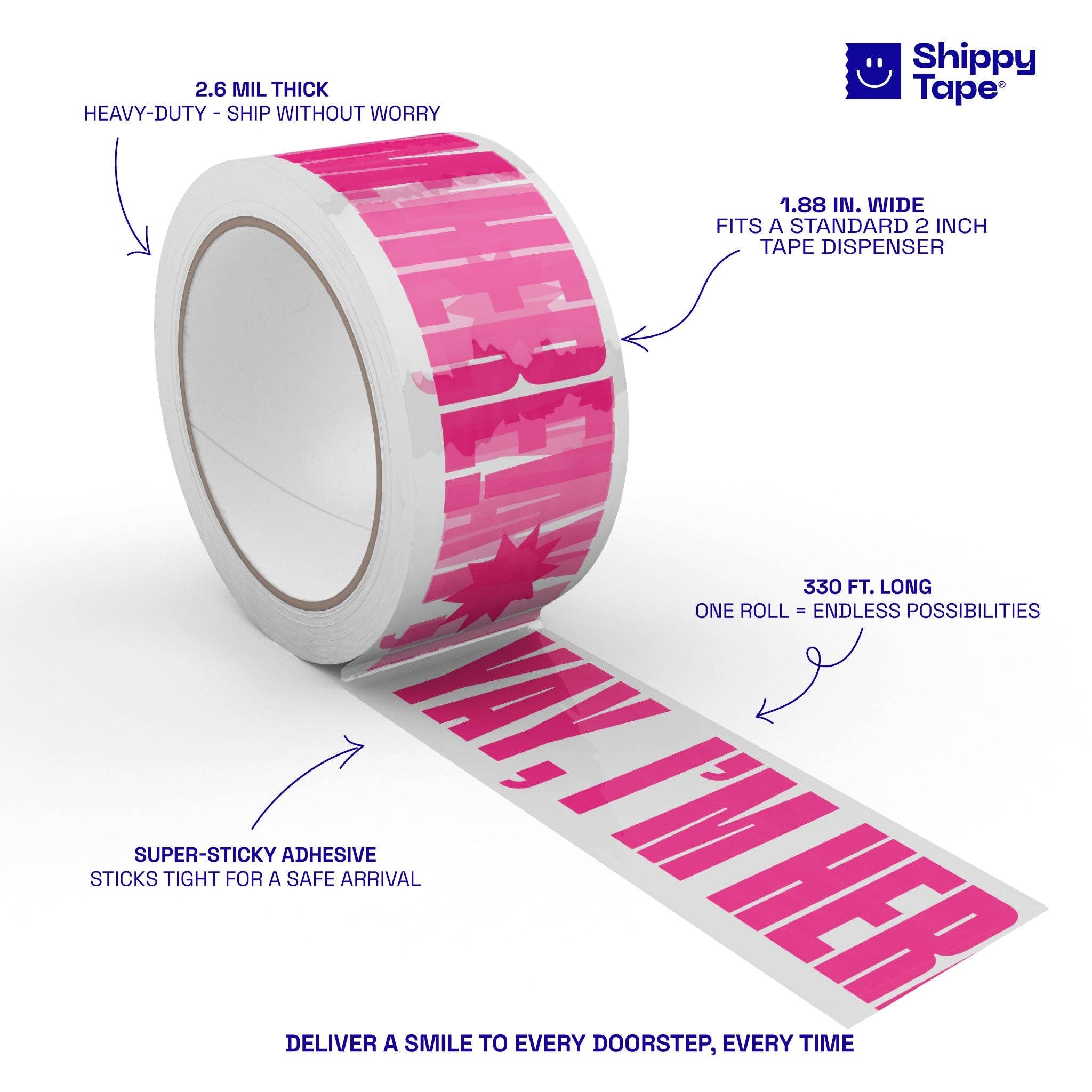 Shippy Tape - Venta al por mayor Papel celofán - ¡Sí, estoy aquí! Cinta de envío: transparente/rosa2