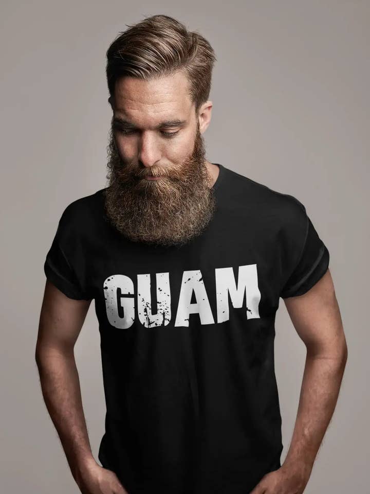 Guam Herren-T-Shirt mit kurzen Ärmeln und rundem Halsausschnitt, schwarzes T-Shirt für Herren für den Großhandel von ULTRABASIC