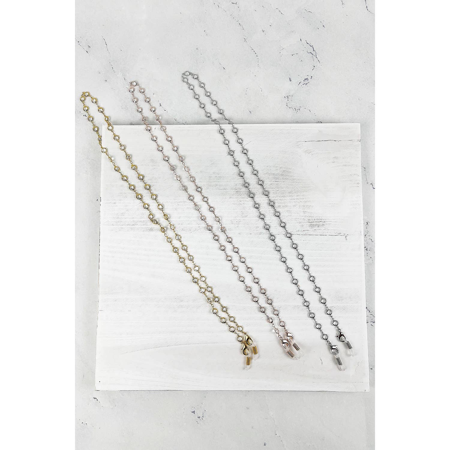 ASSORTED PRETY CLEAR STONE FACE MASK LANYARD AND EYEGLASSES LANYARD for wholesale on Faire4